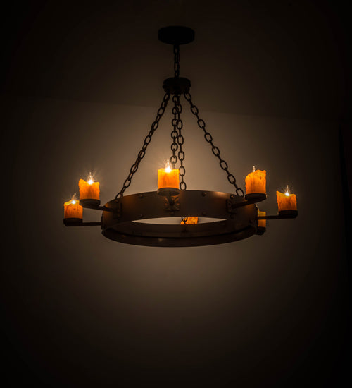 Meyda Lighting Kingston 38" 8-Light Matte Copper Vein Chandelier With Amber Faux Candlelight