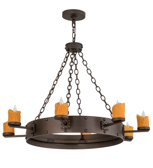 Meyda Lighting Kingston 38" 8-Light Matte Copper Vein Chandelier With Amber Faux Candlelight