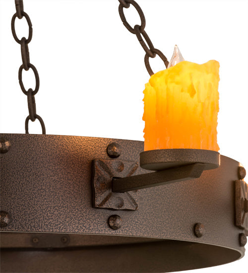 Meyda Lighting Kingston 38" 8-Light Matte Copper Vein Chandelier With Amber Faux Candlelight