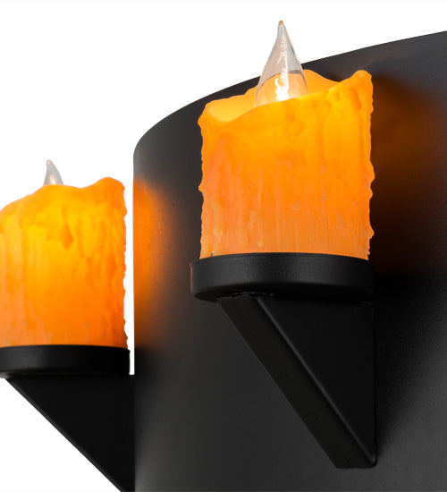 Meyda Lighting Kingston 40" 8-Light Black Chandelier With Amber Faux Candlelight and Fan