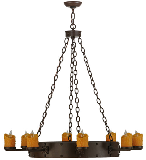 Meyda Lighting Kingston 48" 8-Light Cafe Noir Chandelier With Amber Faux Candlelight