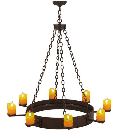 Meyda Lighting Kingston 48" 8-Light Cafe Noir Chandelier With Amber Faux Candlelight