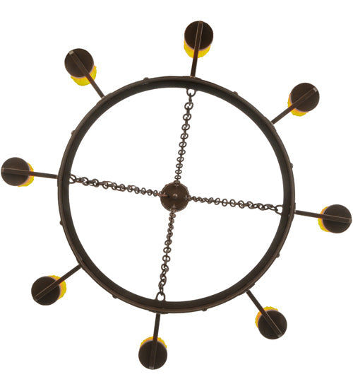 Meyda Lighting Kingston 48" 8-Light Cafe Noir Chandelier With Amber Faux Candlelight