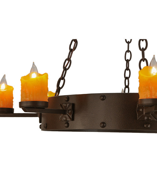 Meyda Lighting Kingston 48" 8-Light Cafe Noir Chandelier With Amber Faux Candlelight
