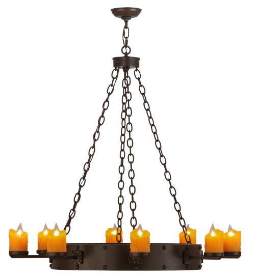 Meyda Lighting Kingston 48" 8-Light Cafe Noir Chandelier With Amber Faux Candlelight