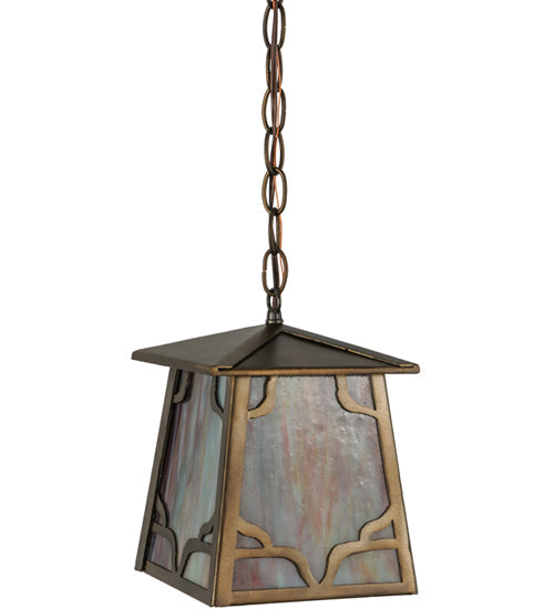 Meyda Lighting Kirkpatrick 10" Antique Copper Mini Pendant Light With Iridescent Shade Glass