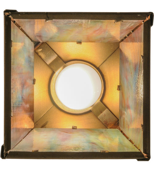 Meyda Lighting Kirkpatrick 10" Antique Copper Mini Pendant Light With Iridescent Shade Glass