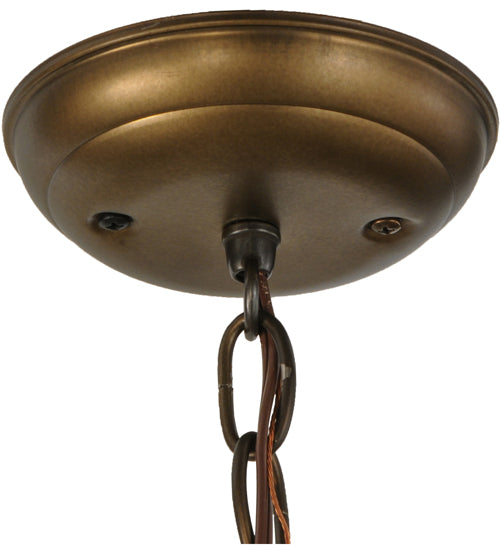 Meyda Lighting Kirkpatrick 10" Antique Copper Mini Pendant Light With Iridescent Shade Glass