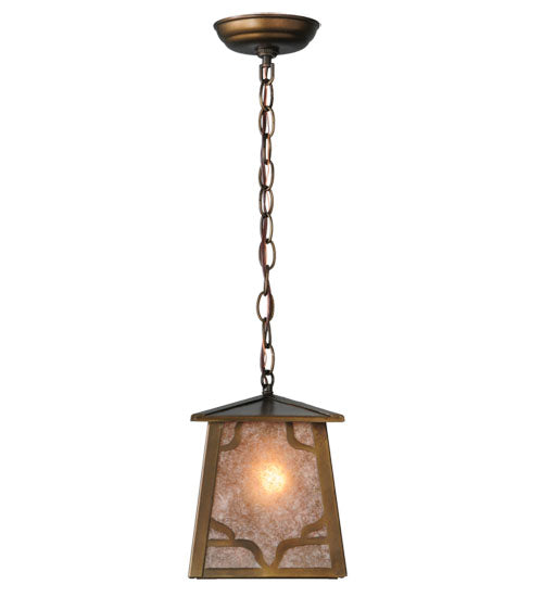 Meyda Lighting Kirkpatrick 10" Antique Copper Mini Pendant Light With Silver Mica Shade Glass