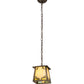 Meyda Lighting Kirkpatrick 10" Antique Copper Pendant Light With Green & Beige Shade Glass