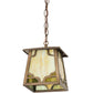 Meyda Lighting Kirkpatrick 10" Antique Copper Pendant Light With Green & Beige Shade Glass