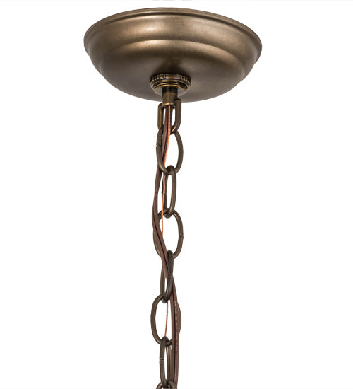 Meyda Lighting Kirkpatrick 10" Antique Copper Pendant Light With Green & Beige Shade Glass