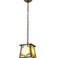 Meyda Lighting Kirkpatrick 10" Antique Copper Pendant Light With Multi-Colored Shade Glass