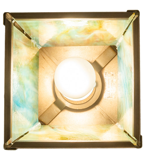 Meyda Lighting Kirkpatrick 10" Antique Copper Pendant Light With Multi-Colored Shade Glass