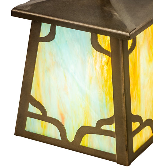 Meyda Lighting Kirkpatrick 10" Antique Copper Pendant Light With Multi-Colored Shade Glass