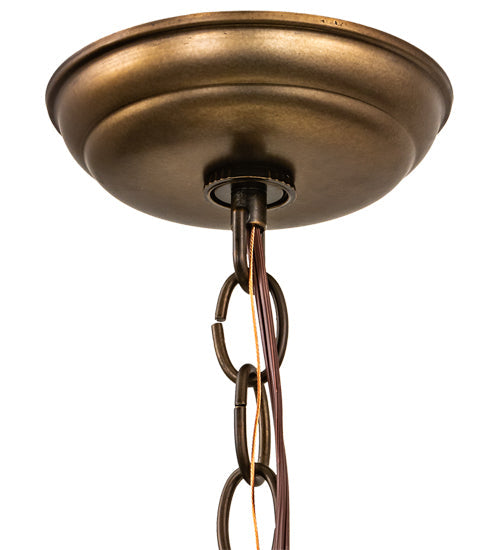 Meyda Lighting Kirkpatrick 10" Antique Copper Pendant Light With Multi-Colored Shade Glass