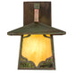 Meyda Lighting Kirkpatrick 10" Verdigris Copper Wall Sconce With Green & Beige Shade Glass