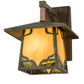 Meyda Lighting Kirkpatrick 10" Verdigris Copper Wall Sconce With Green & Beige Shade Glass