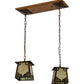 Meyda Lighting Kirkpatrick 28" 2-Light Mahogany Bronze Island Pendant Light With Beige Art & Moss Green Shade Glass