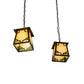 Meyda Lighting Kirkpatrick 28" 2-Light Mahogany Bronze Island Pendant Light With Beige Art & Moss Green Shade Glass