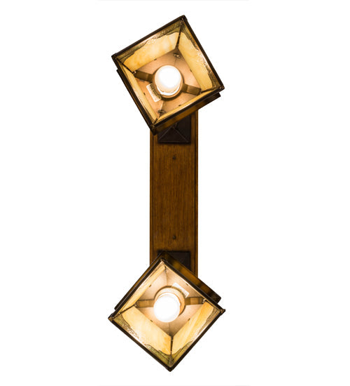 Meyda Lighting Kirkpatrick 28" 2-Light Mahogany Bronze Island Pendant Light With Beige Art & Moss Green Shade Glass