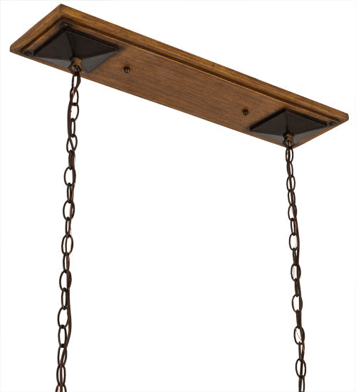Meyda Lighting Kirkpatrick 28" 2-Light Mahogany Bronze Island Pendant Light With Beige Art & Moss Green Shade Glass
