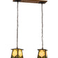Meyda Lighting Kirkpatrick 28" 2-Light Mahogany Bronze Island Pendant Light With Beige Art & Moss Green Shade Glass