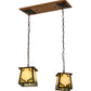Meyda Lighting Kirkpatrick 28" 2-Light Mahogany Bronze Island Pendant Light With Beige Art & Moss Green Shade Glass