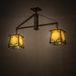 Meyda Lighting Kirkpatrick 33" 2-Light Antique Copper Island Pendant Light With Bone Beige Art & Moss Green Ripple Shade Glass