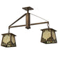 Meyda Lighting Kirkpatrick 33" 2-Light Antique Copper Island Pendant Light With Bone Beige Art & Moss Green Ripple Shade Glass
