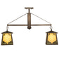 Meyda Lighting Kirkpatrick 33" 2-Light Antique Copper Island Pendant Light With Bone Beige Art & Moss Green Ripple Shade Glass