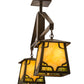 Meyda Lighting Kirkpatrick 33" 2-Light Antique Copper Island Pendant Light With Bone Beige Art & Moss Green Ripple Shade Glass