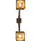 Meyda Lighting Kirkpatrick 33" 2-Light Antique Copper Island Pendant Light With Bone Beige Art & Moss Green Ripple Shade Glass