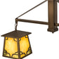 Meyda Lighting Kirkpatrick 33" 2-Light Antique Copper Island Pendant Light With Bone Beige Art & Moss Green Ripple Shade Glass