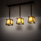 Meyda Lighting Kirkpatrick 37" 3-Light Antique Copper Island Pendant Light With Green & Beige Art Shade Glass