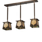 Meyda Lighting Kirkpatrick 37" 3-Light Antique Copper Island Pendant Light With Green & Beige Art Shade Glass