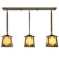Meyda Lighting Kirkpatrick 37" 3-Light Antique Copper Island Pendant Light With Green & Beige Art Shade Glass