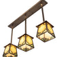 Meyda Lighting Kirkpatrick 37" 3-Light Antique Copper Island Pendant Light With Green & Beige Art Shade Glass