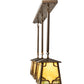 Meyda Lighting Kirkpatrick 37" 3-Light Antique Copper Island Pendant Light With Green & Beige Art Shade Glass
