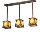 Meyda Lighting Kirkpatrick 37" 3-Light Antique Copper Island Pendant Light With Green & Beige Art Shade Glass