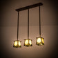 Meyda Lighting Kirkpatrick 38" 3-Light Antique Copper Island Pendant Light With Green & Beige Shade Glass