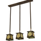 Meyda Lighting Kirkpatrick 38" 3-Light Antique Copper Island Pendant Light With Green & Beige Shade Glass