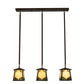 Meyda Lighting Kirkpatrick 38" 3-Light Antique Copper Island Pendant Light With Green & Beige Shade Glass