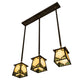 Meyda Lighting Kirkpatrick 38" 3-Light Antique Copper Island Pendant Light With Green & Beige Shade Glass
