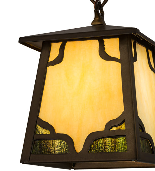 Meyda Lighting Kirkpatrick 38" 3-Light Antique Copper Island Pendant Light With Green & Beige Shade Glass