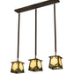 Meyda Lighting Kirkpatrick 38" 3-Light Antique Copper Island Pendant Light With Green & Beige Shade Glass