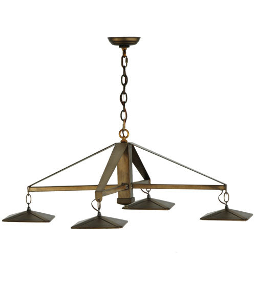 Meyda Lighting Kirkpatrick 41" 4-Light Antique Copper Chandelier With Beige Shade Glass