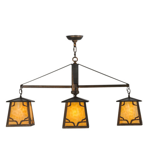 Meyda Lighting Kirkpatrick 41" 4-Light Antique Copper Chandelier With Beige Shade Glass