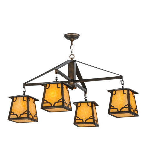 Meyda Lighting Kirkpatrick 41" 4-Light Antique Copper Chandelier With Beige Shade Glass
