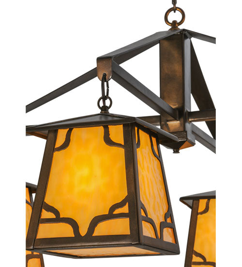 Meyda Lighting Kirkpatrick 41" 4-Light Antique Copper Chandelier With Beige Shade Glass